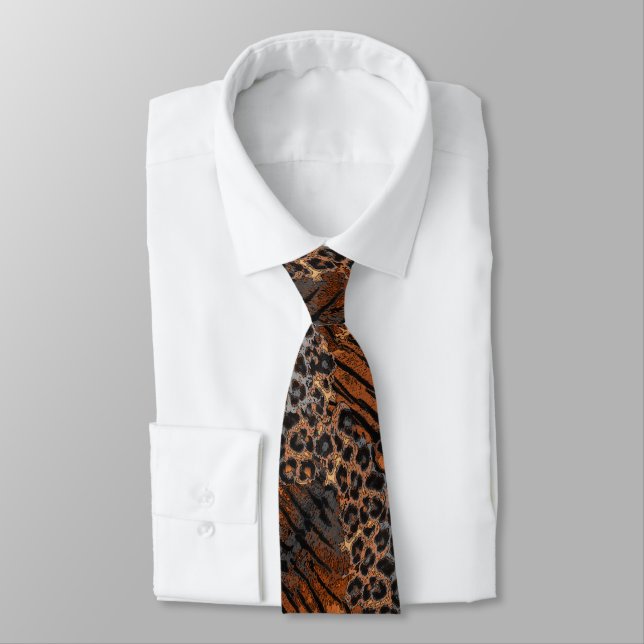 Gravata Trendência de pele de tigre-leopardo (Amarrado)