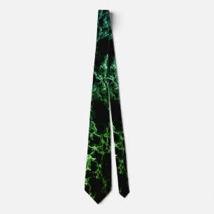 Gravata Trendy Black & Green Neon Marble Stone - Único