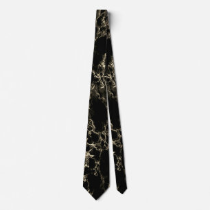 Gravata Trendy Black Marble Stone - Dourado e Preto