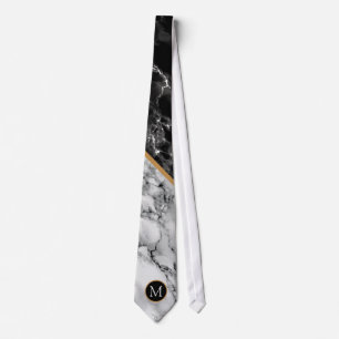 Gravata Trendy Black & White Marble Stone - Adicionar Sua