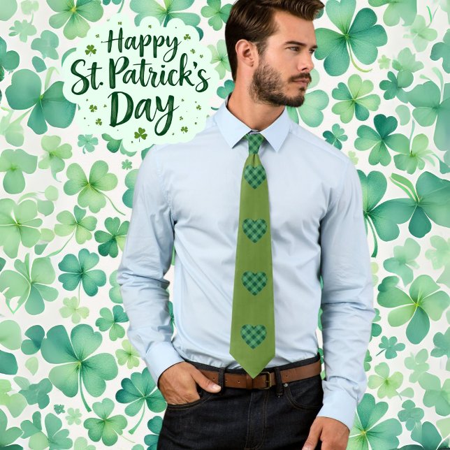 Gravata Trendy Olive Green com Padrão de Coração (Trendy Olive Green with Heart Pattern Neck Tie)