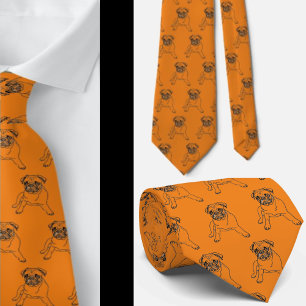 Gravata Trendy Pug Dog Orange Classic Neck Neck