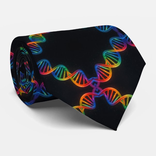 Gravata Trendy Rainbow Double Helix DNA Necktie  (Rolled)