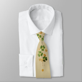 Gravata Trevo aguarela verde dourado