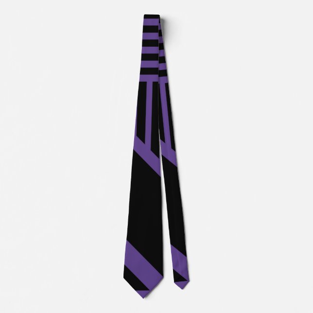 Gravata Triângulo Stripes em roxo e preto (Frente)