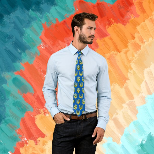 Gravata Tridente ouro da Ucrânia Azul (Criador carregado)