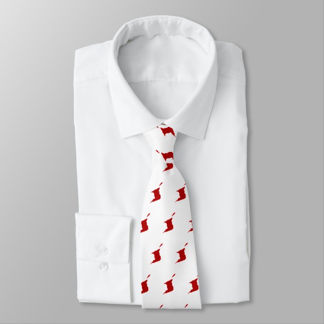 Gravata Trinidad & Tobago Mapa VERMELHO no BRANCO (Amarrado)