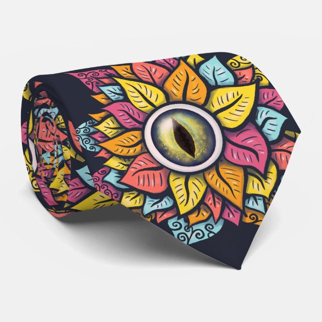 Gravata Trippy Eye Flower Surreal (Rolled)