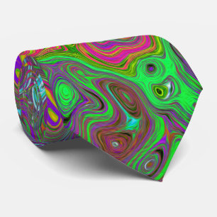 Gravata Trippy Hot Pink Abstrato Retro Liquid Swirl