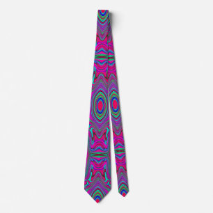Gravata Trippy Retro Magenta, Abstrato azul e verde