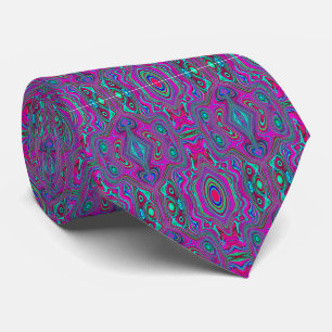Gravata Trippy Retro Magenta, Azul e Verde Abstrato