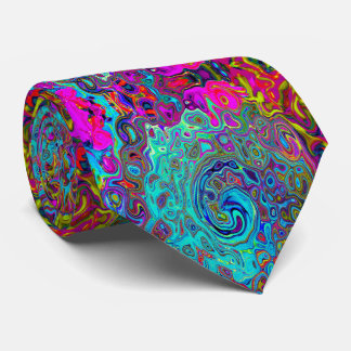 Gravata Trippy Sky Blue Abstrato Retro Liquid Swirl