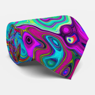 Gravata Trippy Sky Blue Abstrato Retro Liquid Swirl