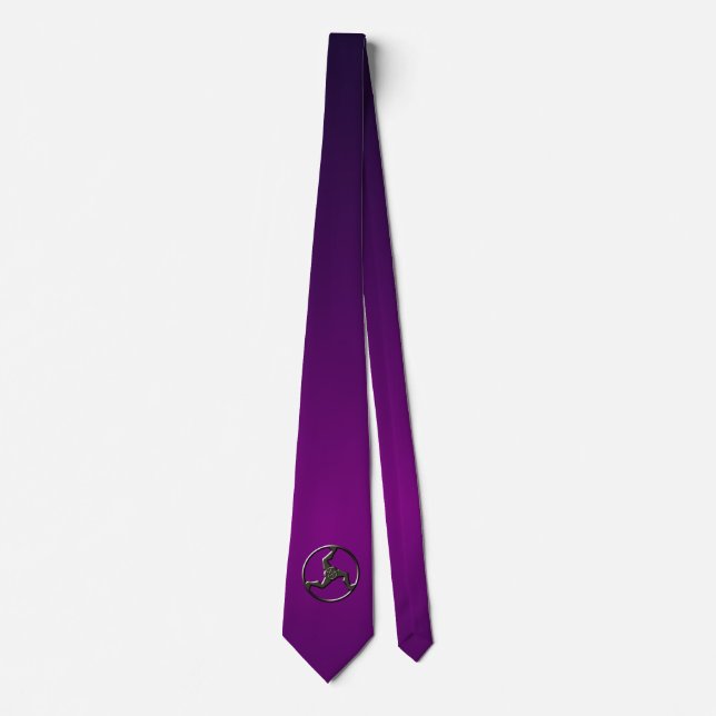 Gravata Tríscélio Pentáculo Símbolo Antigo Místico Roxo (Frente)