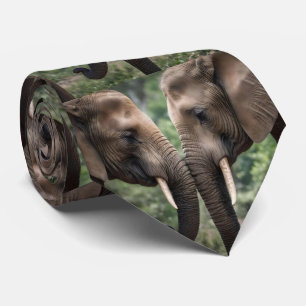 Gravata "Tronco para Tronco: Um Gentil Embrace Elefante"