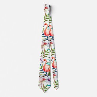 Gravata Tropical Flamingo Hibiscus Tie