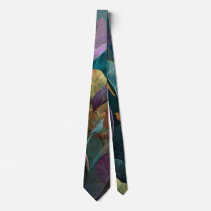 Gravata Tropical Laranja Roxo – Plantas Abstratas
