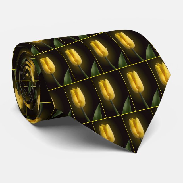 Gravata Tulipa Amarela Elegante (Rolled)