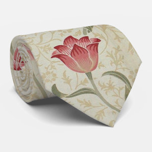 Gravata Tulipa Vermelha Floral Padrão Flores Vintage Morri