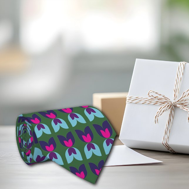 Gravata Tulipas Retroativas Impressão Personalizar inicial (Criador carregado)