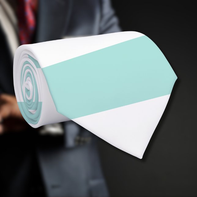 Gravata Turquesa Claro e Listrado Horizontal Largo Branco (Criador carregado)