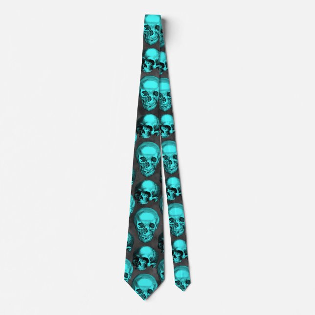 Gravata Turquesas Skulls e Sunflower Series Design 1 (Frente)
