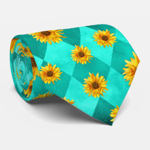 Gravata Turquesas Skulls e Sunflower Series Design 2