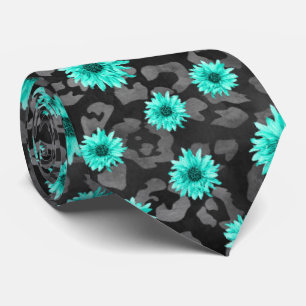 Gravata Turquesas Skulls e Sunflower Series Design 5