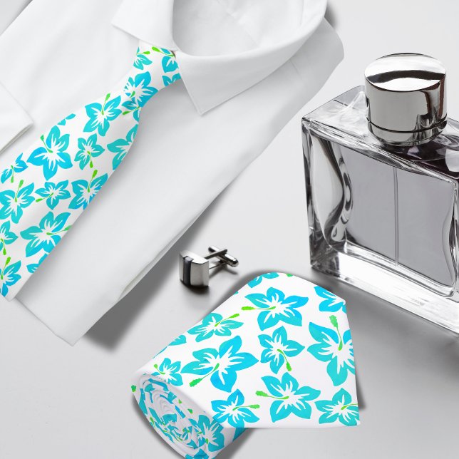 Gravata Turquoise Hibiscus padrão havaiano (Criador carregado)