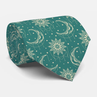 Gravata Turquoise vintage moon ornamental pattern