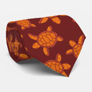 Gravata Turtle Burgundy do Mar Havaí e Casamento Laranja
