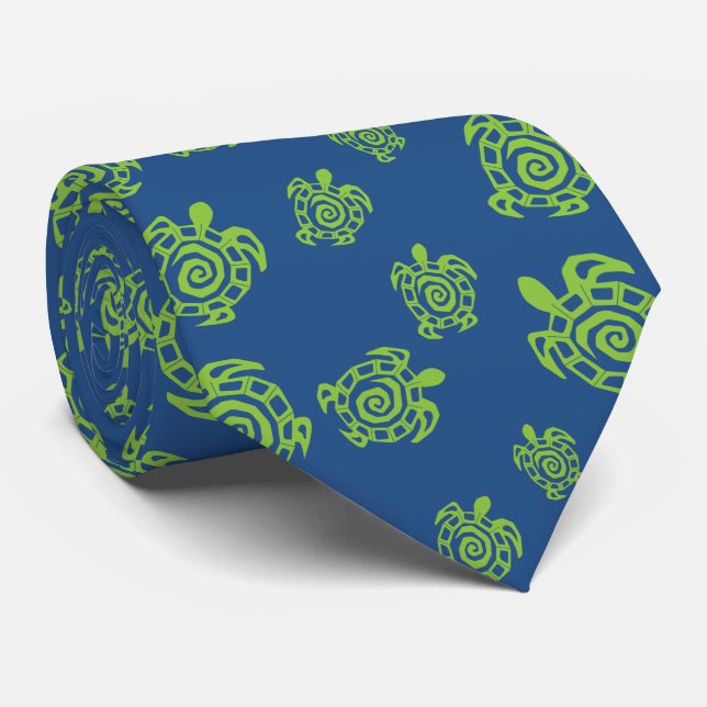 Gravata Turtle Green e Blue Impressão (Rolled)