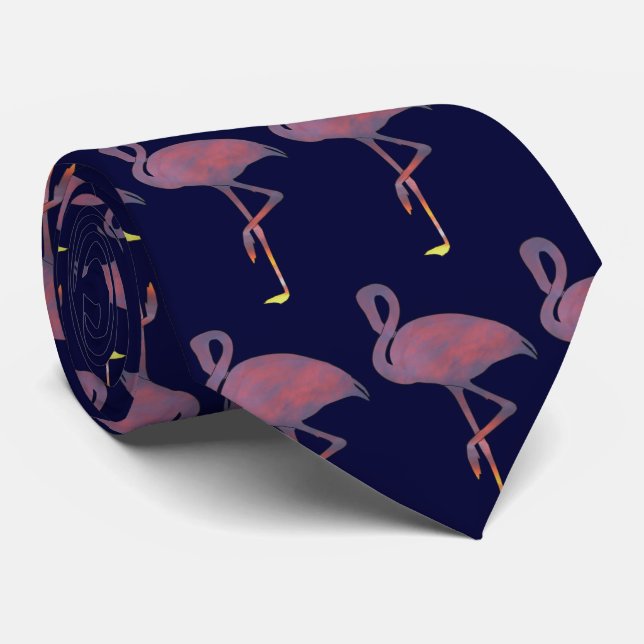 Gravata Twilight Flamingo Stylizou Sunset Tie (Rolled)