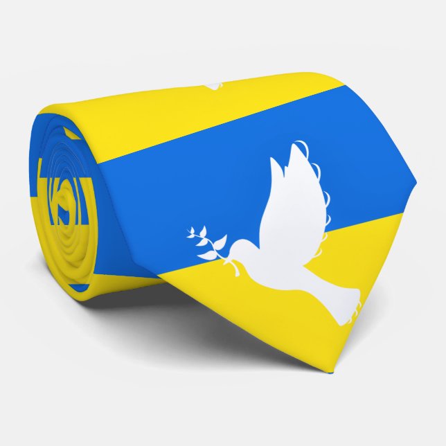 Gravata Ucrânia Flag Neck Tie Dove of Peace - Freedom (Rolled)