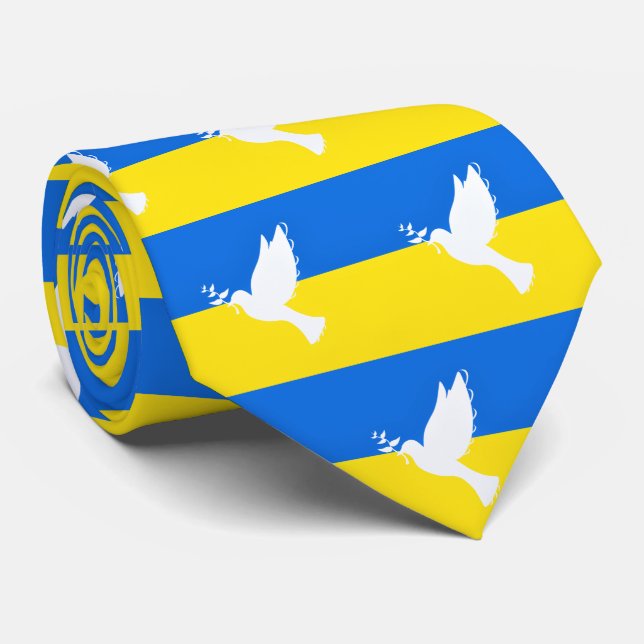 Gravata Ucrânia Flag Neck Tie Dove of Peace - Freedom (Rolled)