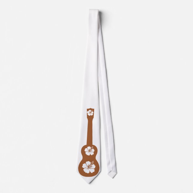 Gravata Ukulele e hibiscus branco (Frente)