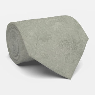 Gravata Ultra Sutil Tom Floral Verde Sage Jacquard