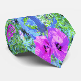 Gravata Ultra-Violet Plum Crazy Purple Hibiscus Flowers