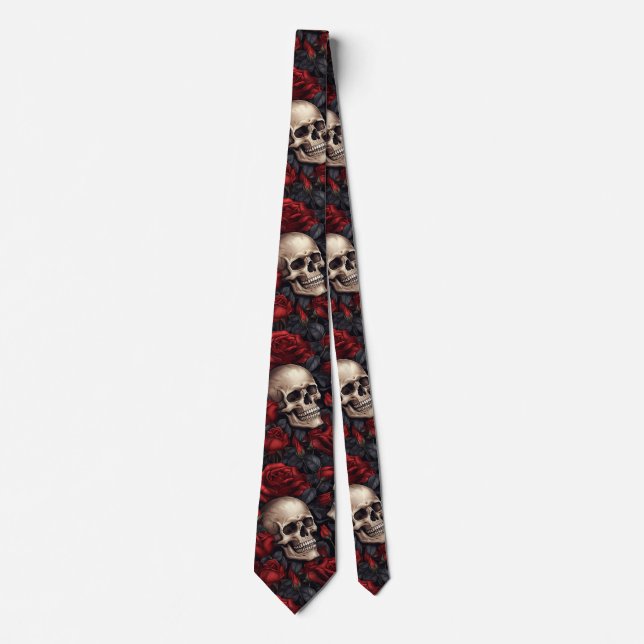 Gravata Um design da série A Skull and Roses 10 (Frente)
