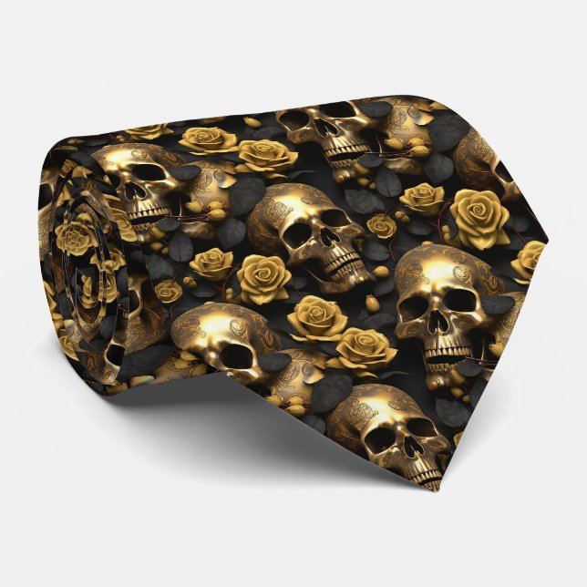 Gravata Um design da série A Skull and Roses 8 (Rolled)
