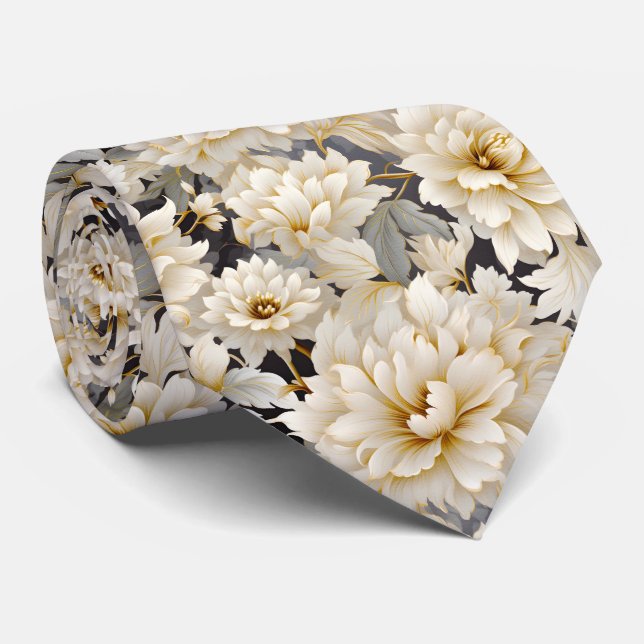 Gravata Um Design de Série Floral de Casamento 10 (Rolled)