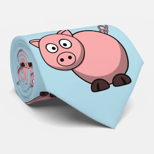 Gravata um porco de animação rosa engraçado para fazendeir