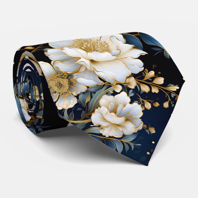 Gravata Uma Série de Design Floral de Casamento 11 (Rolled)