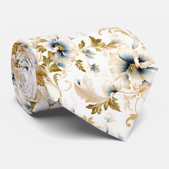 Gravata Uma Série de Design Floral de Casamento 3 (Rolled)