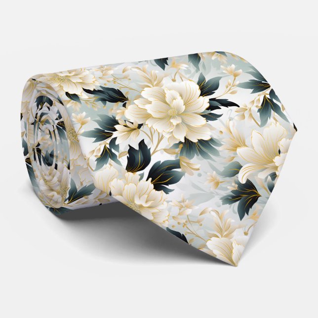 Gravata Uma Série de Design Floral de Casamento 7 (Rolled)