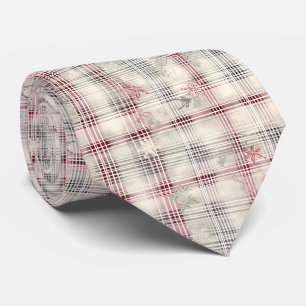 Gravata Uma Série de Design Floral de Tartan Natal #13