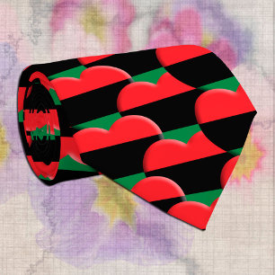 Gravata Unia Flag Hearts & Pan African Flag / Kwanzaa