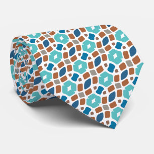 Gravata Único Tribal Aqua Turquesa Azul Cinza Marrom