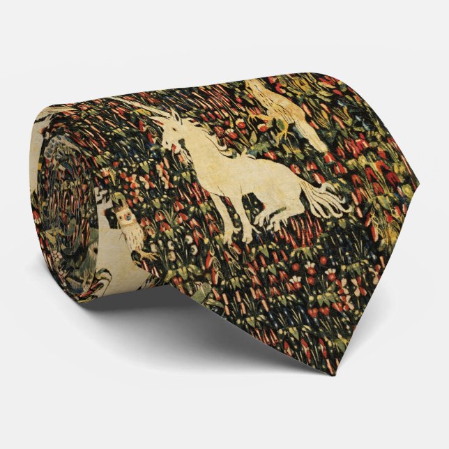 Gravata UNICORN, MÉDIO BESTIAL Animais Florestais, Floral (Rolled)