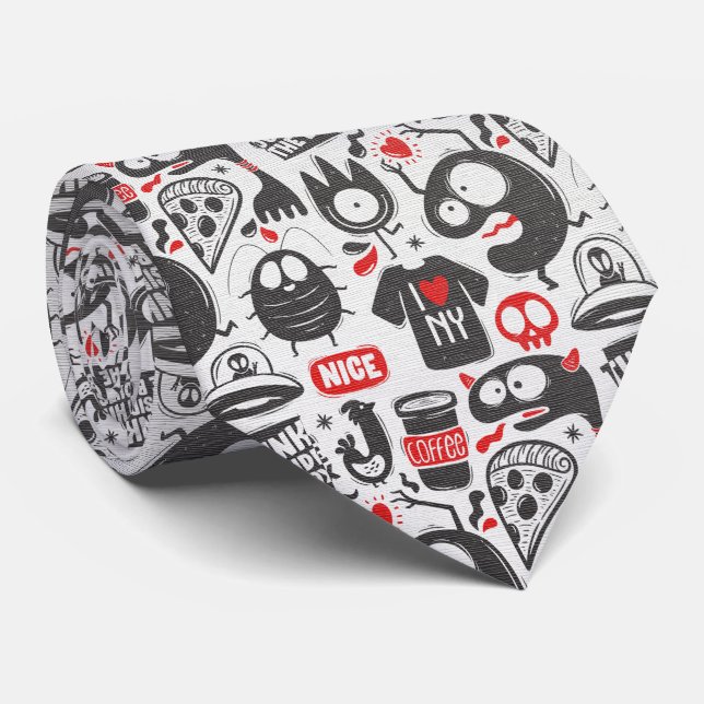 Gravata Urban Chaos – Grade de Desenhos (Rolled)